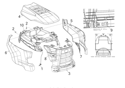 Hood Diagram and Parts List for XT1-LT46KH (13APA1CT210)(2017) Cub Cadet Lawn Tractor